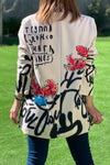 Women's Spring-fall Letter-print Blazer with Lapel