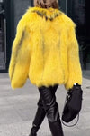 Women's Casual Lapel Solid Color Fur Coat