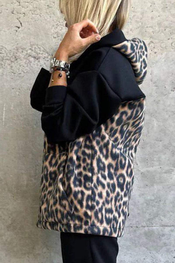 Leopard and Zebra Print Long-sleeve Zip Cardigan