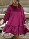 Women's Round Neck Velvet Lantern Sleeve Loose Dress