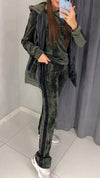 Women's Casual Long Sleeve Autumn and Winter Hooded Velvet 3-piece Suit