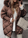 Women's Fur Hooded Long-sleeved Casual Cotton Jacket