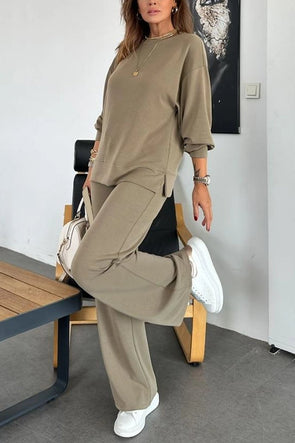 Women's Casual Solid Color Drawstring Pants Suit