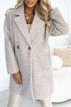 Women's Lapel Long Sleeve Casual Woolen Coat