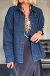 Women's Casual Solid Color Rhinestone Denim Shirt