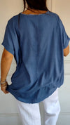 Round Neck Solid Color Cotton and Linen Top