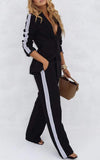 Women's Lapel Long-sleeved Striped Casual Suit