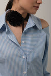 Women's striped off-shoulder shirt