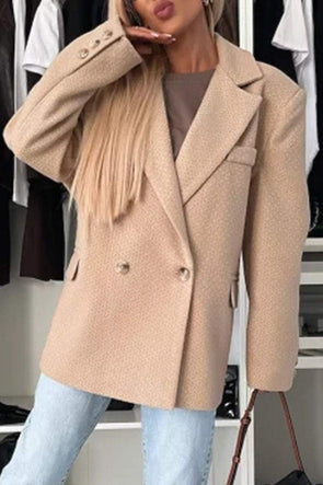 Women's Lapel Long Sleeve Solid Color Casual Jacket