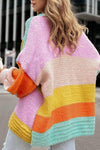 Women's Casual Colorful Contrast Knitted Cardigan