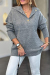 Women's Casual Solid Button-Neck Sweater