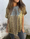 Women's Round Neck Short Sleeve Leopard Print Top