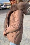 Women's Casual Hooded Fur Collar Thick Cotton Coat