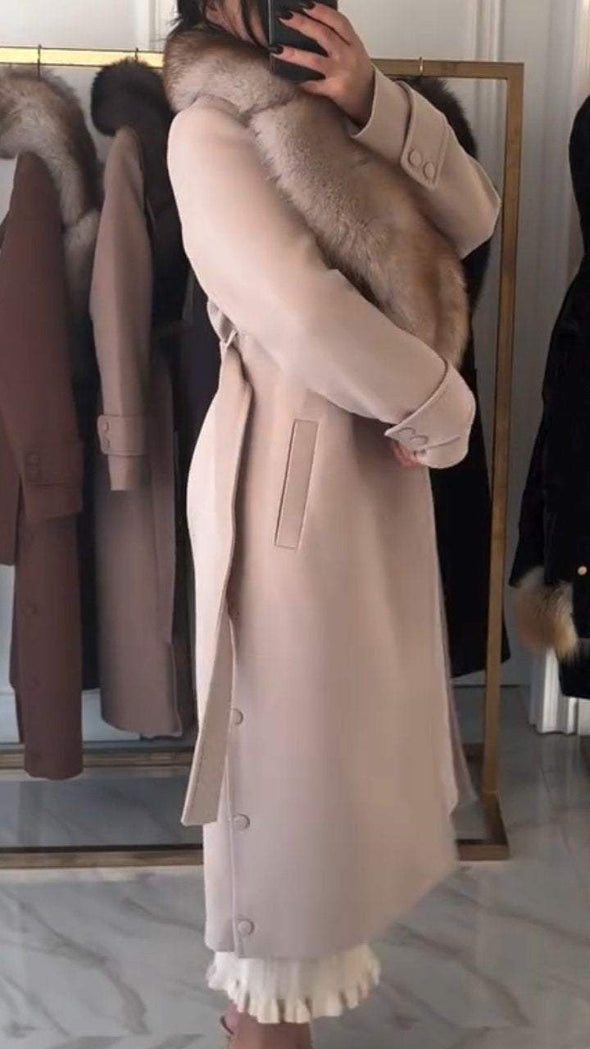 Women's Fur Lapel Long Casual Coat