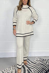 Women's Gorgeous stripe piping soft cosy knit lounge suit