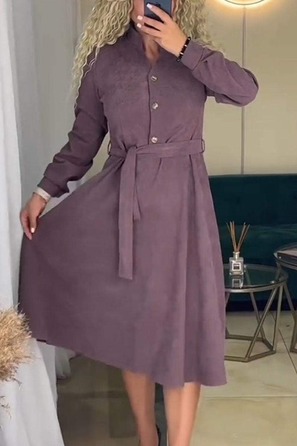 Women's Casual Solid Long Sleeve Dress