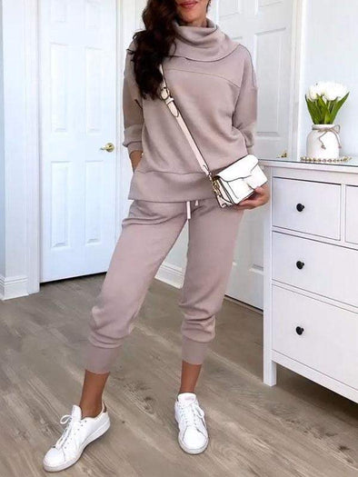 Women's Turtleneck Top and Trousers Two-piece Set