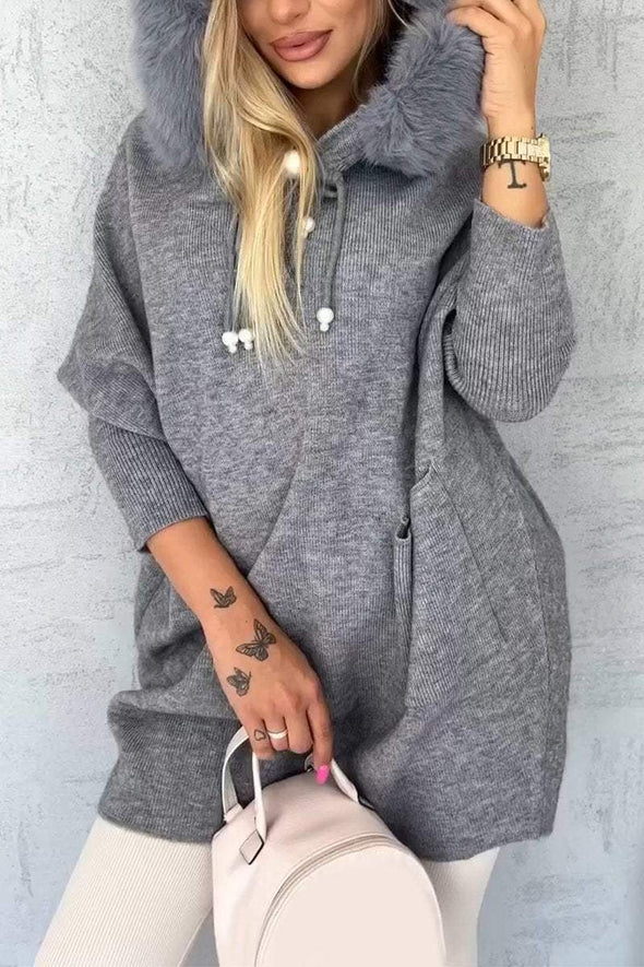 Women's Casual Hooded Long-sleeved Sweater