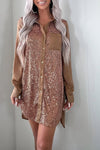 Women's Fashion Sequin Patchwork Shirt Dress