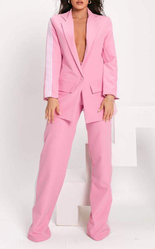 Women's Lapel Long-sleeved Striped Casual Suit