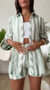 Women's Spring Casual Comfort Striped Two-Piece Suit