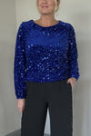 Women's Round Neck Long Sleeve Sequined Party Top