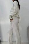 Women's Sweater Knitted Turtleneck Top & Pants Two-piece Set