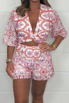 Women's embroidered anglaise top and shorts set