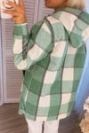 Women's Loose Plaid Color Block Hooded Jacket