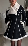 Women's Elegant Composite Plush Contrast Color Slim Fit Jacket