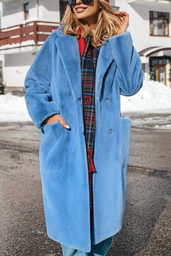 Women's Casual Lapel Fur Long Coat