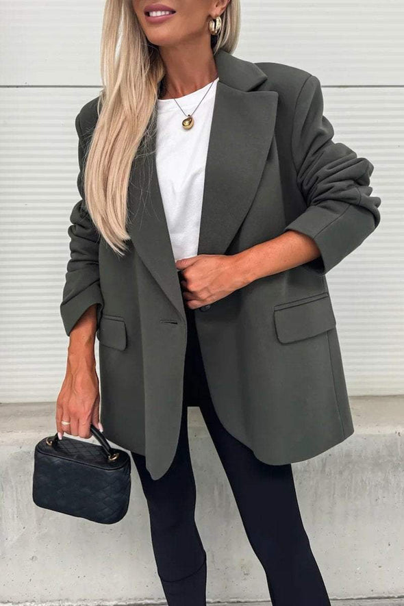 Women's Spring/fall Solid Color Lapel Suit Jacket