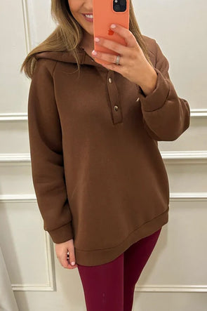 Women's Casual Hooded Solid Color Sweatshirt