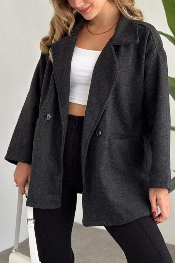 Women's Elegant Solid Color Pocket Coat