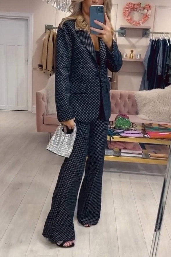 Women's Casual Lapel Polka Dot Suit Two Piece Suit