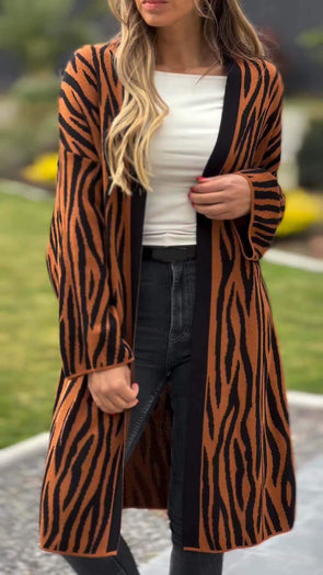 Women's Casual Zebra Print Autumn and Winter Jacket