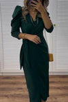 Women's elegant V-neckline waist slim design dress