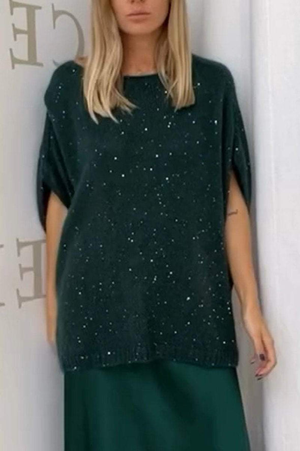 Women's Casual Round Neck Sequined Sweater