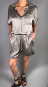 Satin Casual Short-sleeved Two-piece Suit