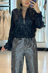 Women's Casual Zipper Sequined Jacket