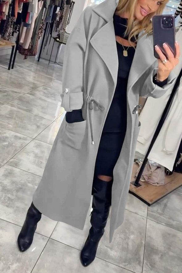 Women's Casual Lapel Long Trench Coat