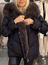 Women's Hooded Fur Patchwork Fashionable Cotton Coat