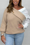 Women's Chunky Knit One Shoulder Shirt Jumper