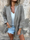 Women's Lapel Cotton and Linen Casual Tops Jacket