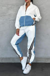 Women's Lapel Denim Patchwork Casual Sports Suit