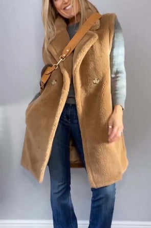 Women's casual lambswool sleeveless coat