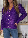 Women's V-neck Long-sleeved Knitted Cardigan