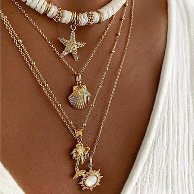 Set of Vintage Soft Clay Starfish and Shell Necklaces