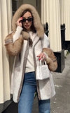 Women's Gorgeous Fur Hooded Large Cuff Coat