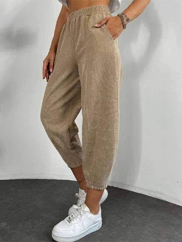 Women's Solid Color Cropped Trousers